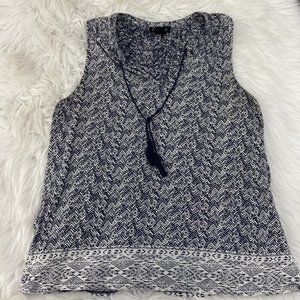 Lucky Brand womens boho tassel accent sleeveless blouse size M